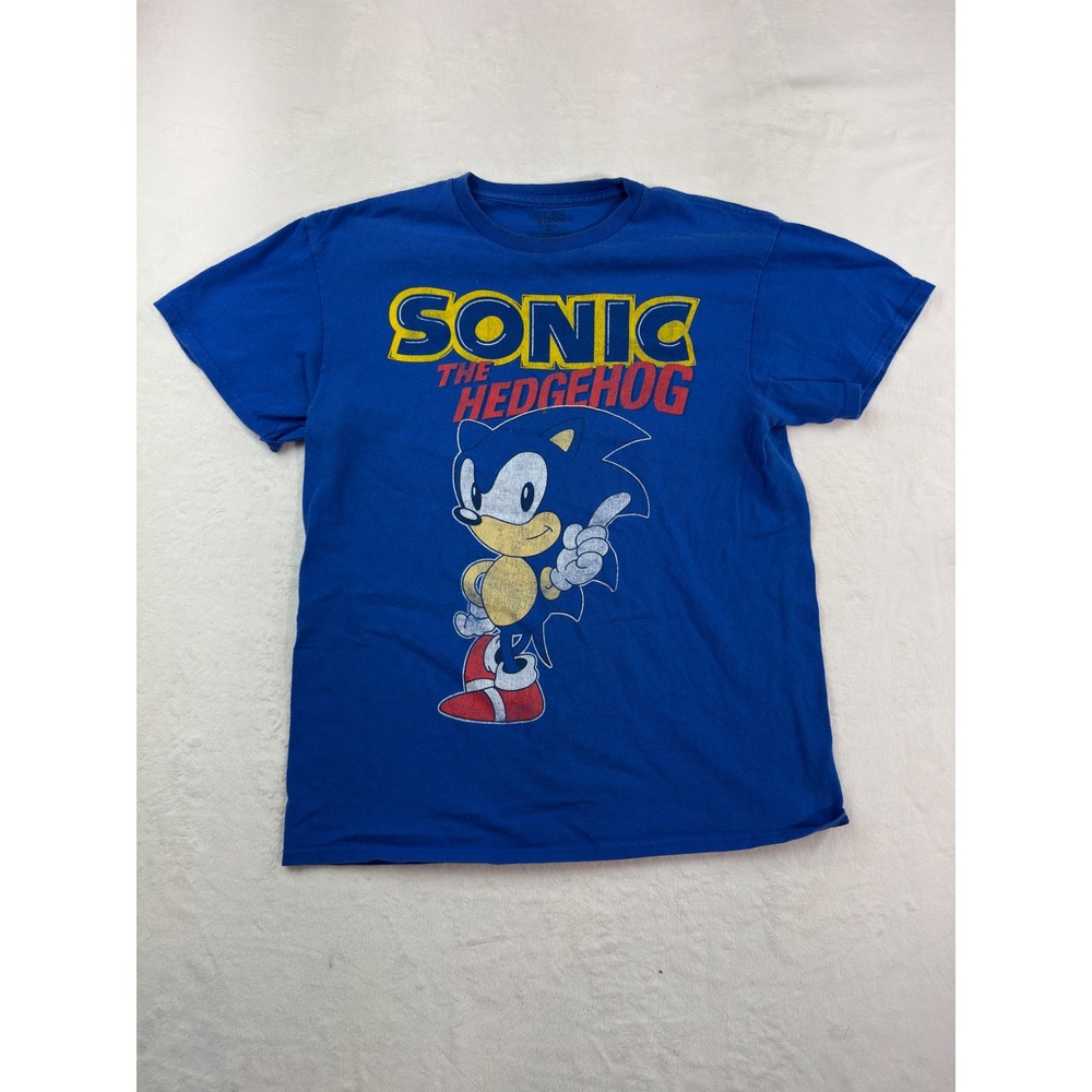 Sonic The Hedgehog Sega Blue Graphic T-Shirt Mens Size M Short Sleeve Cotton